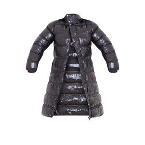Plus Black Maxi High Shine Fitted Puffer